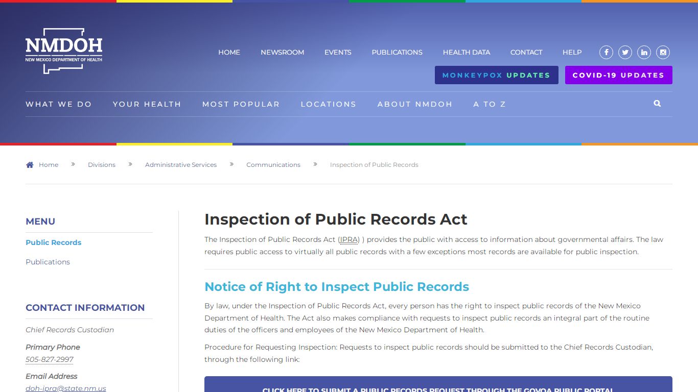 Inspection of Public Records Act - New Mexico Department ...