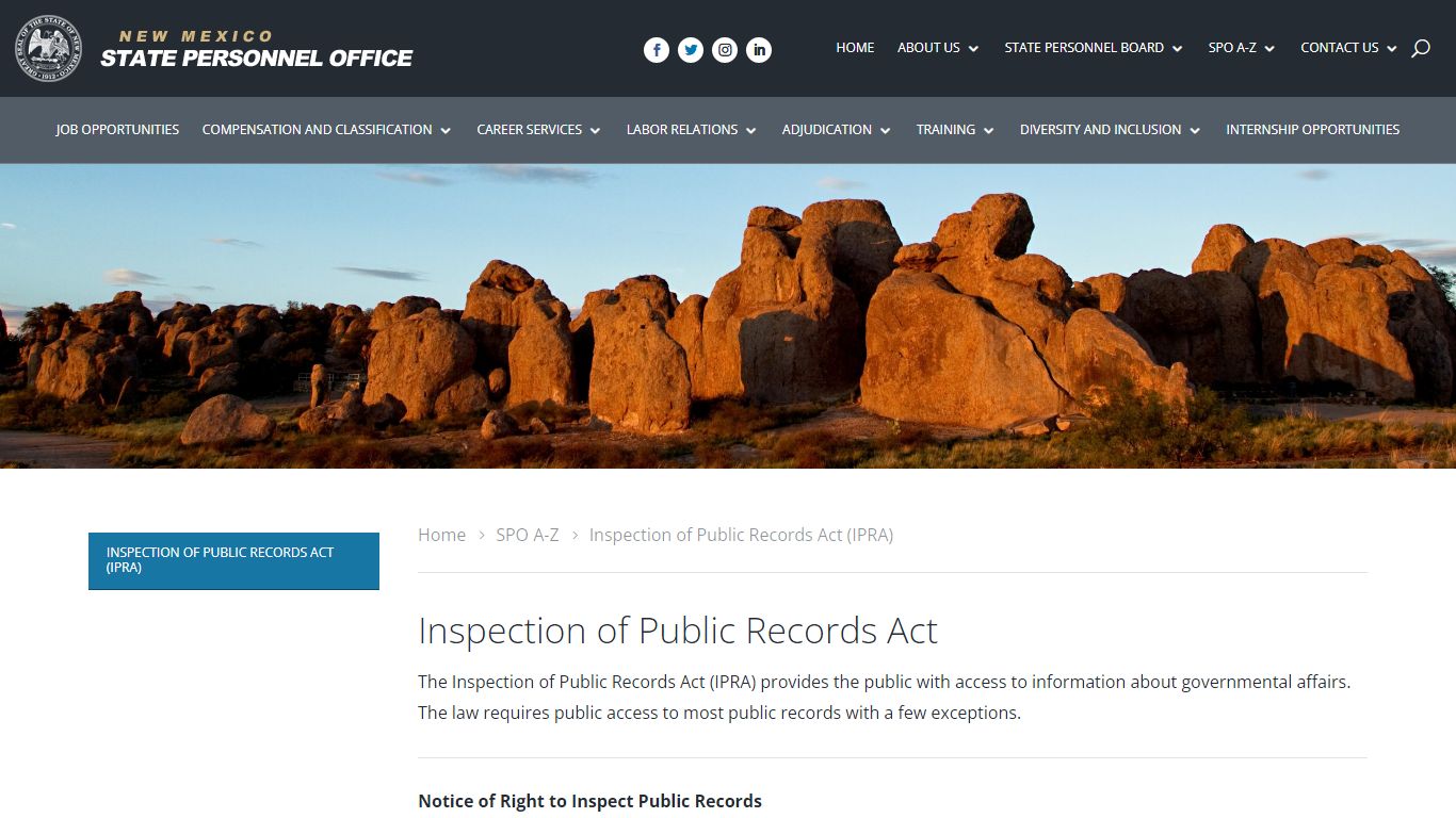 Inspection of Public Records Act (IPRA) | NM SPO