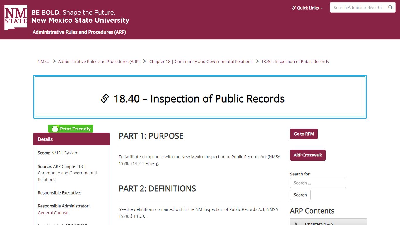 18.40 – Inspection of Public Records - New Mexico State ...